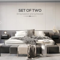 HOMCOM 2 Pieces Bedside Table Wall Mounted Nightstand with Drawer and Shelf for Bedroom, 37 x 32 x 21cm, High Gloss Black(m-4)