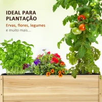 Outsunny Floreira de Madeira com Rodas para Cultivo com Orifícios de Drenagem e Tecido não Tecido 89x48x47 cm Madeira(m-4)