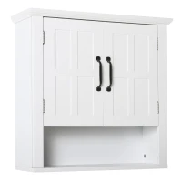 HOMCOM Armário de Parede para Casa de Banho com 2 Portas e Prateleira Ajustável e Armazenamento Aberto 60x19,8x58 cm Branco(m-1)