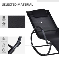 Outsunny Patio Textilene Rocking Lounge Chair Zero Gravity Rocker Outdoor Recliner Seat w/ Padded Pillow Black(m-6)