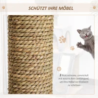 Drapak dla kota domek z tunelem drzewko do wspinania słupek do drapania sizal szary 48 x 49 x 108 cm PawHut®(m-4)