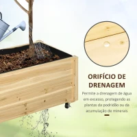 Outsunny Floreira de Madeira com Rodas para Cultivo com Orifícios de Drenagem e Tecido não Tecido 89x48x47 cm Madeira(m-6)