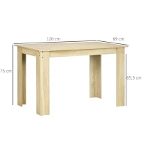 HOMCOM Mesa de Sala de Jantar para 4-6 Pessoas Estilo Moderno com Bancada de Melamina de Madeira Carga 50 kg 120x69x75 cm Carvalho(m-3)
