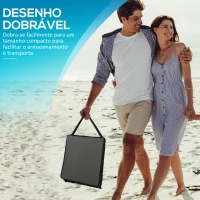 Outsunny Conjunto de 2 Esteiras de Praia Dobrável Esteiras Acolchoadas com Encosto Reclinável 142x51x40 cm Cinza(m-6)