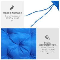 Outsunny Cuscino per Sedie da Giardino con Laccetti e Imbottitura Spessa, 100x50cm, Blu(m-6)
