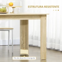 HOMCOM Mesa de Sala de Jantar para 4-6 Pessoas Estilo Moderno com Bancada de Melamina de Madeira Carga 50 kg 120x69x75 cm Carvalho(m-6)