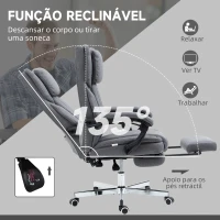 Vinsetto Cadeira de Escritório com 6 Pontos de Massagem com Vibração Reclinável com Altura Ajustável 65x61x101-113 cm Cinza(m-6)