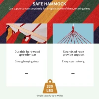 Outsunny Brazilian Hammock Portable Hammock Load Capacity Up to 440 Lbs for Backyard, Porch, Outdoor and Indoor Use Red Stripe(m-4)