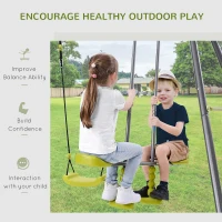 HOMCOM A Frame Kids Metal Swing Set Swing Chair & Glider Climbing Ladder Set for Backyard Playground(m-4)