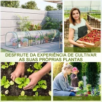 Outsunny Estufa para Jardim Estufa Pequena para Cultivo de Plantas com 4 Janelas 395x100x80 cm Transparente e Verde(m-6)
