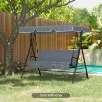 Outsunny Tettuccio di Ricambio per Dondolo in Poliestere con Protezione UV50+, 192x144cm, Grigio Scuro(m-2)