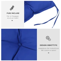 Outsunny Cuscino per Panchina da Giardino con Laccetti e Imbottitura Spessa, 100x40cm, Blu(m-6)