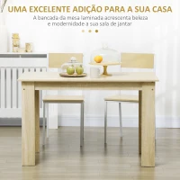 HOMCOM Mesa de Sala de Jantar para 4-6 Pessoas Estilo Moderno com Bancada de Melamina de Madeira Carga 50 kg 120x69x75 cm Carvalho(m-4)