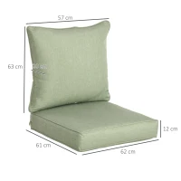 Outsunny Lot de 2 coussins matelas assise dossier pour chaise de jardin chaise longue intérieur et extérieur polyester vert(m-3)