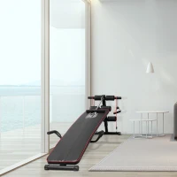 HOMCOM Sit Up Bank höhenverstellbar multifunktion Hantelbank mit 4/5-Fach Verstellbarer Beinfixierung, Trainingsbank für Ganzkörpertraining Flachbank Schrägbank Bauchtrainer & Rückentrainer(m-2)
