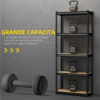 HOMCOM Scaffalatura Industriale a 5 Livelli, Set 2 Pezzi in MDF e Acciaio con Ripiani Aperti e Regolabili, 70x30x167.5 cm(m-4)