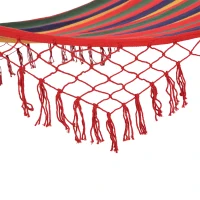 Outsunny Brazilian Hammock Portable Hammock Load Capacity Up to 440 Lbs for Backyard, Porch, Outdoor and Indoor Use Red Stripe(m-10)