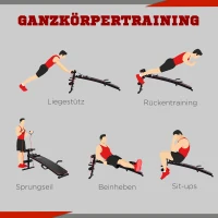 HOMCOM Sit Up Bank höhenverstellbar multifunktion Hantelbank mit 4/5-Fach Verstellbarer Beinfixierung, Trainingsbank für Ganzkörpertraining Flachbank Schrägbank Bauchtrainer & Rückentrainer(m-4)