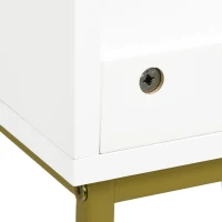 kleankin Móvel para Lavatório Pousar Moderno com 2 Portas e Pés de Aço 60x30x65 cm Branco e Dourado(m-8)