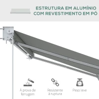Outsunny Toldo Manual Retrátil com Manivela 200x295 cm Toldo de Parede com Proteção Solar UV50+ e Estrutura de Alumínio Creme(m-7)