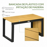 Outsunny Conjunto Móveis de Jardim de Alumínio 3 Peças Inclui 2 Sofás com Almofadas Mesa de Centro e Painel Lateral Cinza e Madeira(m-5)