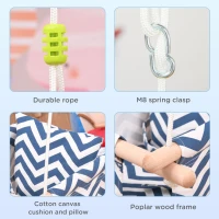 Outsunny Baby Swing Chair with Wooden Frame Cotton Cushion Pillow Indoor Outdoor(m-5)