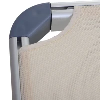 Outsunny Garden Sun Lounger Texteline Chaise Lounge Reclining Chair with Canopy Adjustable Backrest Bed Aluminium Frame - Beige(m-10)