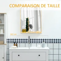 HOMCOM Miroir mural avec étagère en bois de pin pour salon chambre ou dressing 56 x 71,6 x 12 cm(m-8)