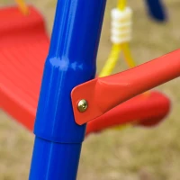 Outsunny Metal Swing Set with Seat Adjustable Rope Heavy Duty A-Frame Stand Backyard Outdoor Playset for Kids Fun 3-8 Years Old Blue(m-9)