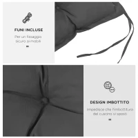 Outsunny Cuscino per Panchina da Giardino con Laccetti e Imbottitura Spessa, 100x40cm, Grigio Scuro(m-6)