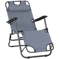 Outsunny Folding Chaise Lounge Chair Portable Adjustable Recliner Lounger Outdoor Garden Reclining Seat with Pillow Dark Grey(m-1)