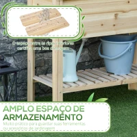 Outsunny Horta Vertical Elevada com Prateleira Mesa de Cultivo de Madeira com Tecido não Tecido 90x40x81cm Madeira(m-5)