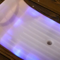 Outsunny Leagan pentru copii 9-36 luni din plastica PP si PE pentru spatii interioare si exterioare cu franghie reglabila si lumini LED, 39x16.5x120-180 cm, alb(m-9)