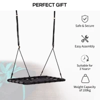 HOMCOM Hanging Tree Swing Seat Flying Platform Metal Frame Backyard Playground Black(m-5)