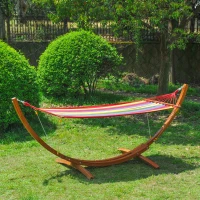 Outsunny Garden Outdoor Patio Standing Frame Wooden Hammock with Arc Stand - Multi-Colour(m-11)