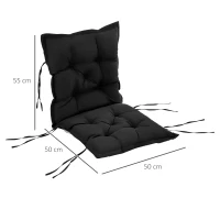 Outsunny Perna de Scaun de Gradina, Perna de Scaun in Aer Liber cu Cordoane de Prindere si Umplutura Groasa, Negru, 100cm Latime(m-3)