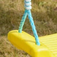 Outsunny Metal Swing Set with Adjustable Rope Backyard Garden Playset for Kids(m-10)