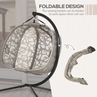 Fotoliu suspendat 2 locuri din otel si bumbac PP cu 2 suporturi, perne din poliester si cadru pliabil, 130x103x172 cm(m-5)