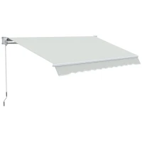 Outsunny Copertina pentru soare cu brate si actionare manuala, din aluminiu si poliester pentru exterior, 295x200 cm, alb crem(m-1)