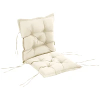 Outsunny Perna de Scaun de Gradina, Perna de Scaun in Aer Liber cu Cordoane de Prindere si Umplutura Groasa, Alb Crem, 100cm Latime(m-1)