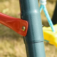 Outsunny Metal Swing Set with Adjustable Rope Backyard Garden Playset for Kids(m-8)