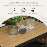 Set de gradina 5 bucati cu masa si 4 scaune pentru exterior din otel si ratan PE cu perne cu husa detasabila, negru(m-5)