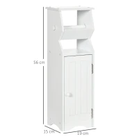 kleankin Dulap de Baie cu Economie de Spatiu din MDF Alb cu Compartiment pentru Hartia Igienica si Dulapior, 19x15x56 cm(m-3)