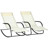 Outsunny Scaun Balansoar de Gradina din Otel cu Cotiere si Tetiera Detasabile, 67x144x87 cm, Gri si Bej(m-1)