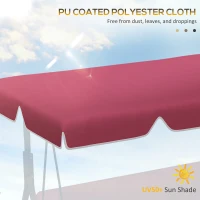 Outsunny Copertina de Rezerva pentru Balansoar de Gradina cu 2 Locuri cu Cadru Tubular, Acoperis de Rezerva pentru Balansoar, Umbrela de Soare UV50+ (Doar Copertina), Vin Rosu(m-4)