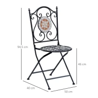 OUTSUNNY Mosaic Garden Folding Chair Set Outdoor Dining Furniture Set of 2(m-3)