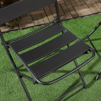 Outsunny Gartenmöbel-Set, Sitzgarnitur, 3-tlg., Klapptisch, 2 Klappstühle, Stahlrahmen, schwarz(m-7)