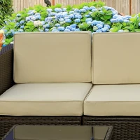 Outsunny Set de Gradina 8 Piese cu 4 Fotolii, 2 Fotolii de colt si 2 Masute pentru Gradina din Ratan Maro(m-9)