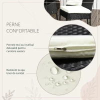 Set de gradina 5 bucati cu masa si 4 scaune pentru exterior din otel si ratan PE cu perne cu husa detasabila, negru(m-7)
