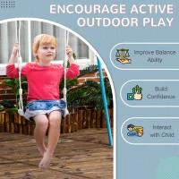 Outsunny Leagan pentru copii 9-36 luni din plastica PP si PE pentru spatii interioare si exterioare cu franghie reglabila si lumini LED, 39x16.5x120-180 cm, alb(m-7)